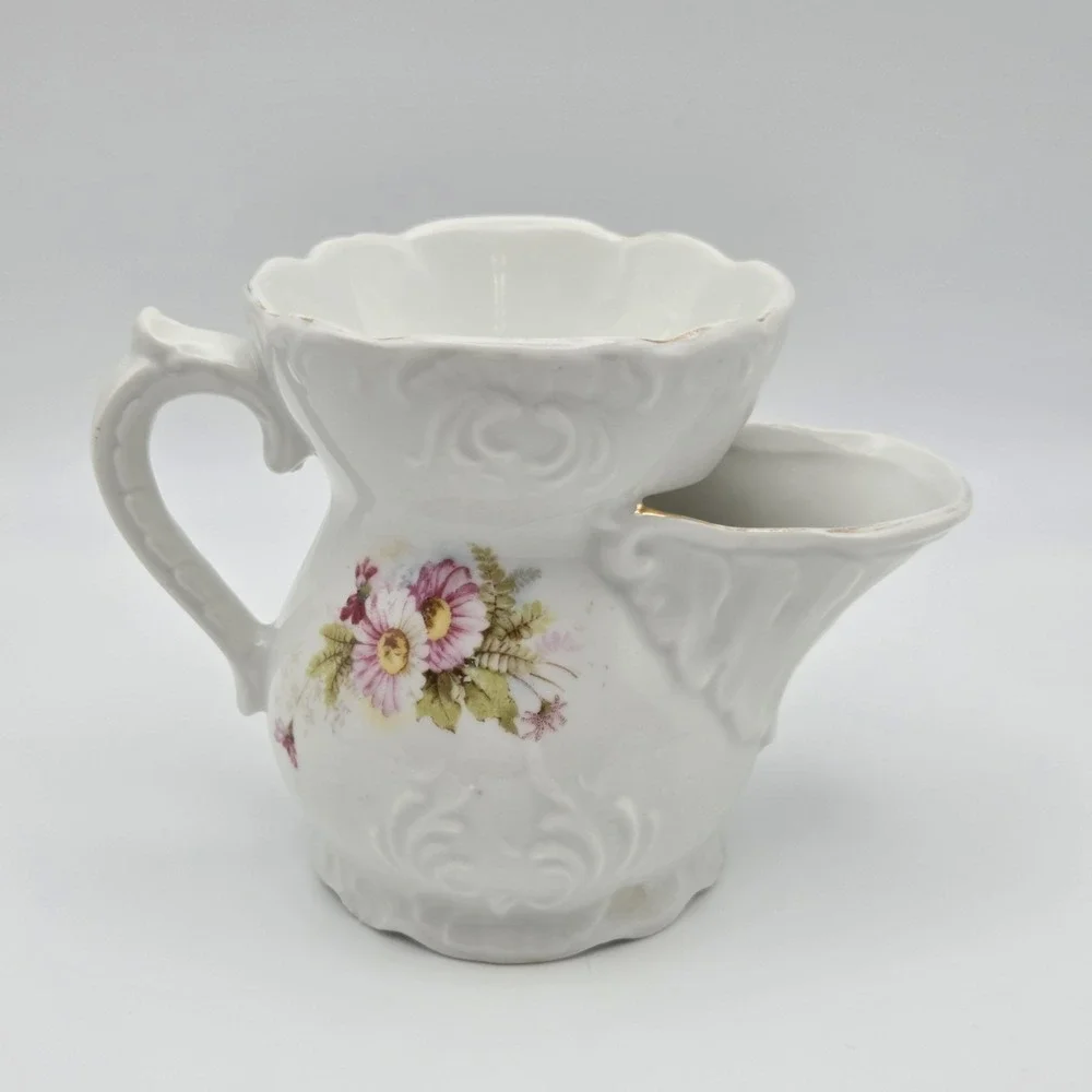Vintage Floral‎ Shaving Scuttle Mug Victorian Cottagecore Flower Stand/Vase